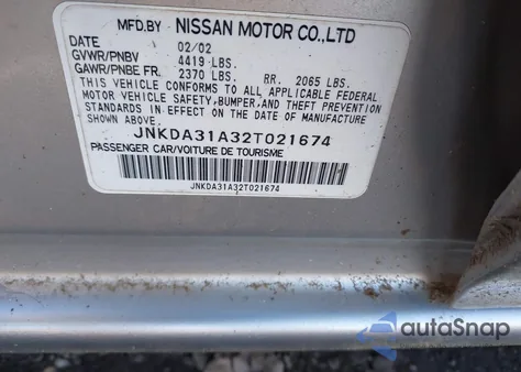 2002 Infiniti I35 Luxury z USA, uszkodzony, nr VIN JNKDA31A32T021674